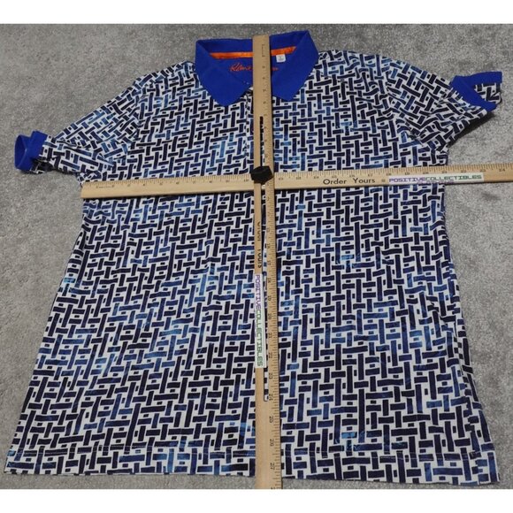 Robert Graham Polo Shirt Mens Large Blue Geometric Pattern Short Sleeve Pullover - Picture 8 of 10